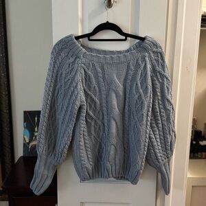 Pale blue cable knit sweater